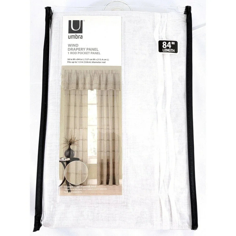 NEW 50x84 UMBRA Wind Sheer Window Drapery Panel Curtain Rod Pocket White NIP